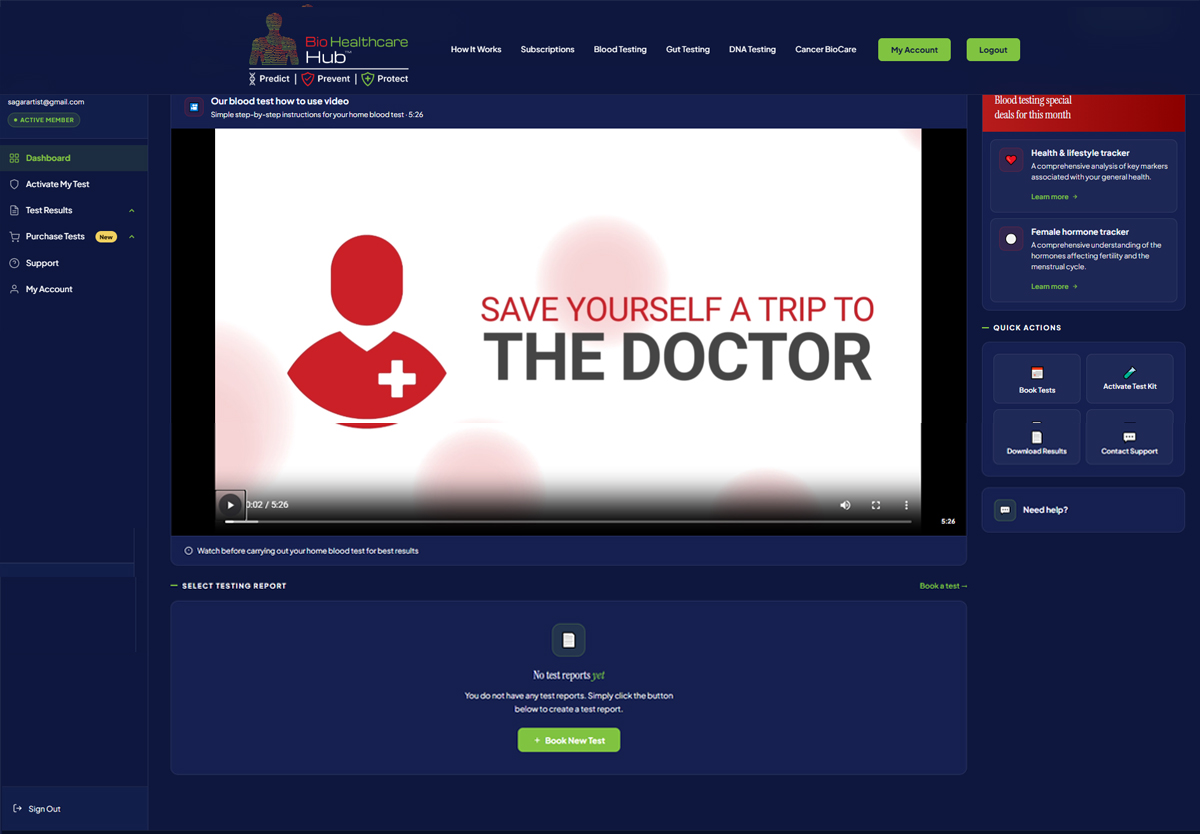 Dashboard operatori Bio Healthcare Hub
